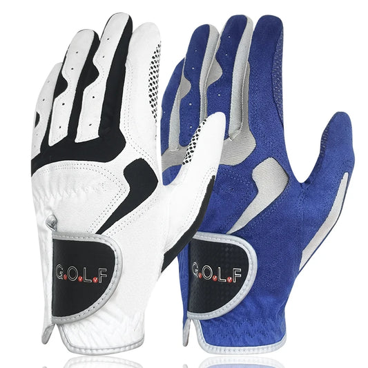 Men's Golf Glove - Enhanced Grip, Cool Comfort, Blue & White - Left & Right Hand Options Available!