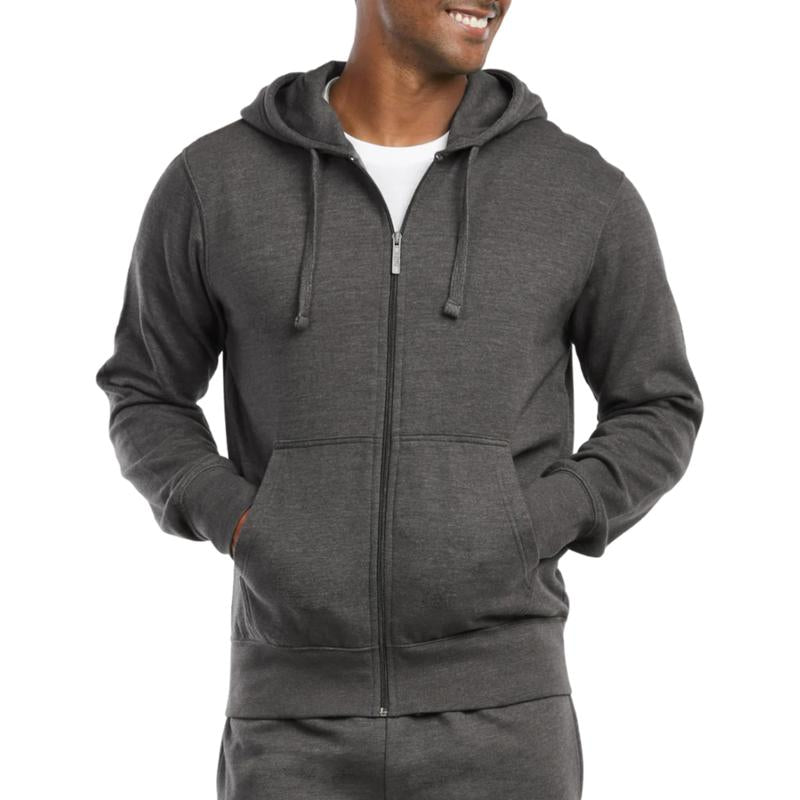 Men'S Fleece Hoodie Full Zip Cotton Lightweight with Pockets Sweatshirt Tops S-3XL Solid Zipper Lined Long Sleeve Menswear Sweaters Spring Outdoor