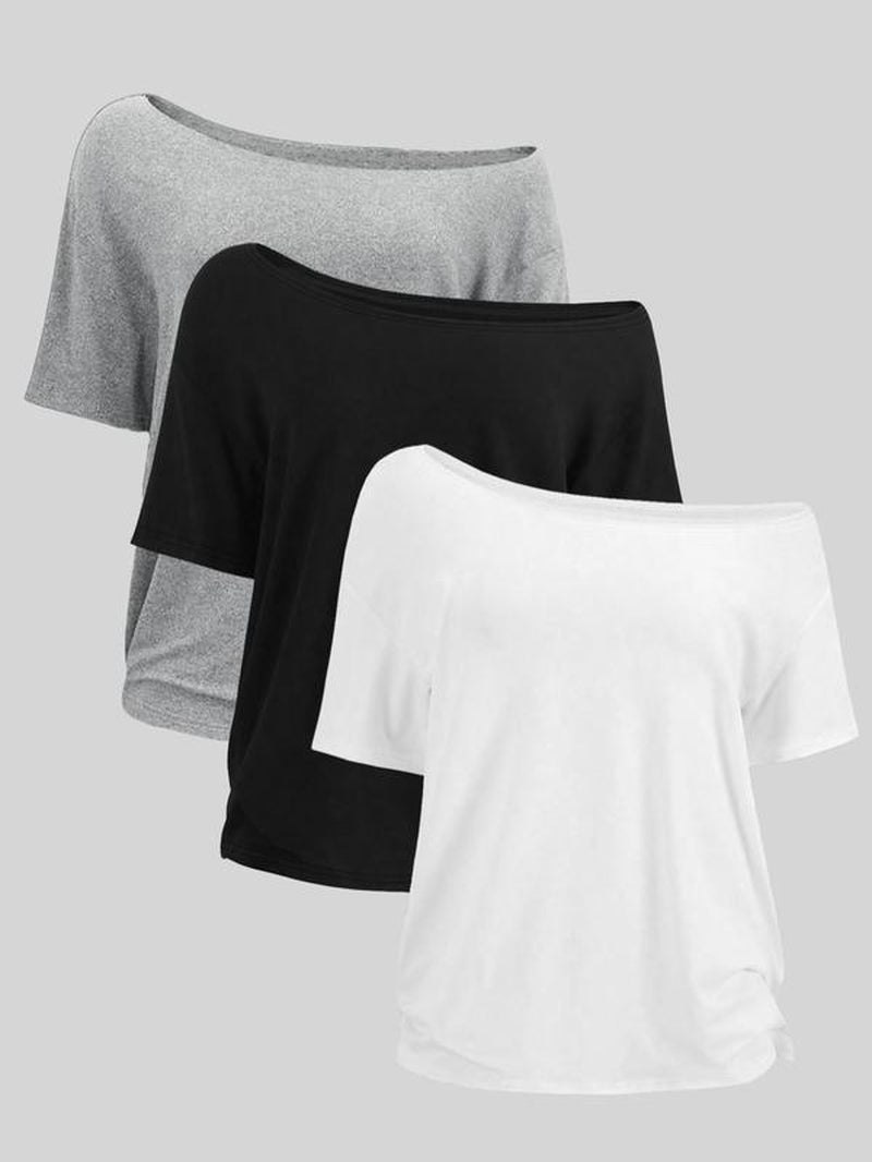 Women'S Solid Color Tee, Casual Basic Short Sleeve T-Shirt for Daily Wear, Ladies Clothes for All Seasons, Summer Tops