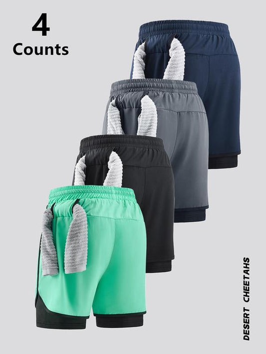 Men'S 2 in 1 Drawstring Waist Sports Shorts, Breathable Quick Drying Pocket Shorts for Running Gym Workout, Casual Men'S Shorts for Summer