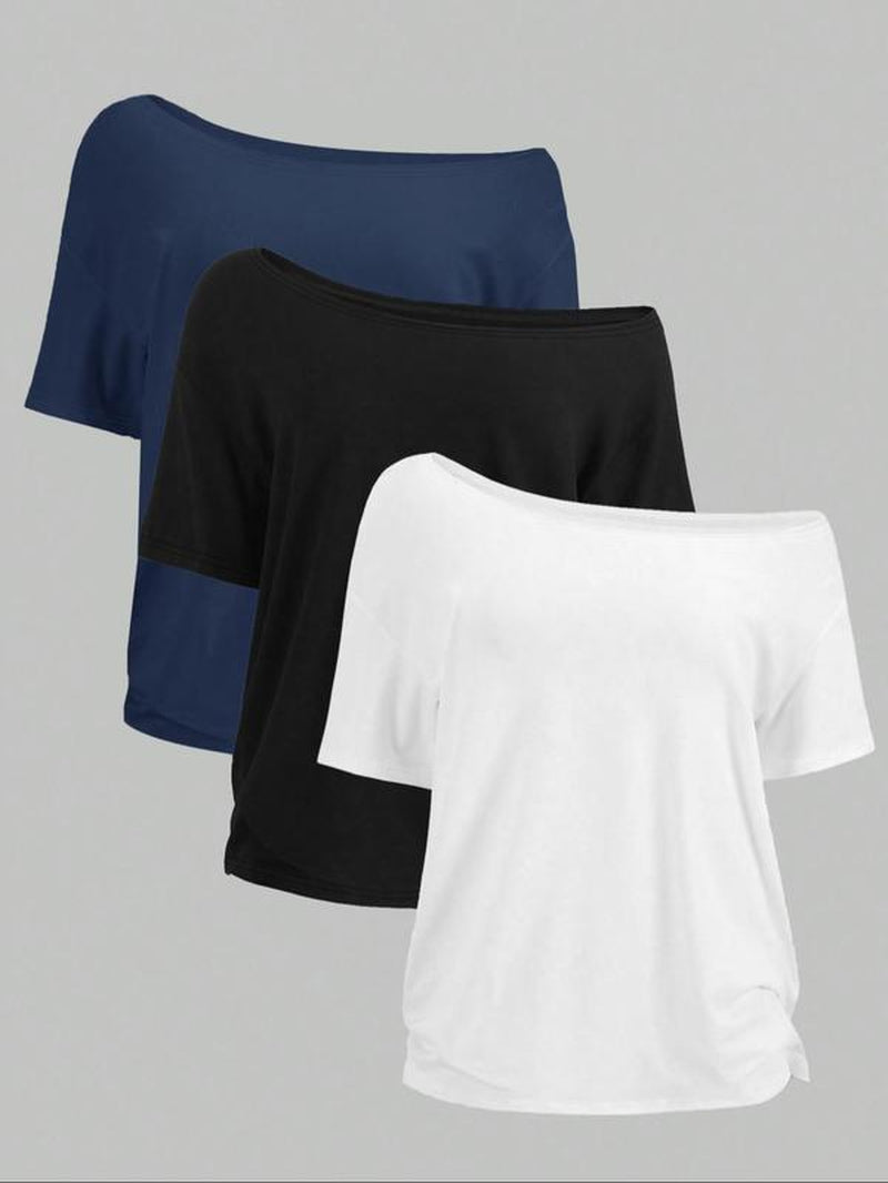 Women'S Solid Color Tee, Casual Basic Short Sleeve T-Shirt for Daily Wear, Ladies Clothes for All Seasons, Summer Tops