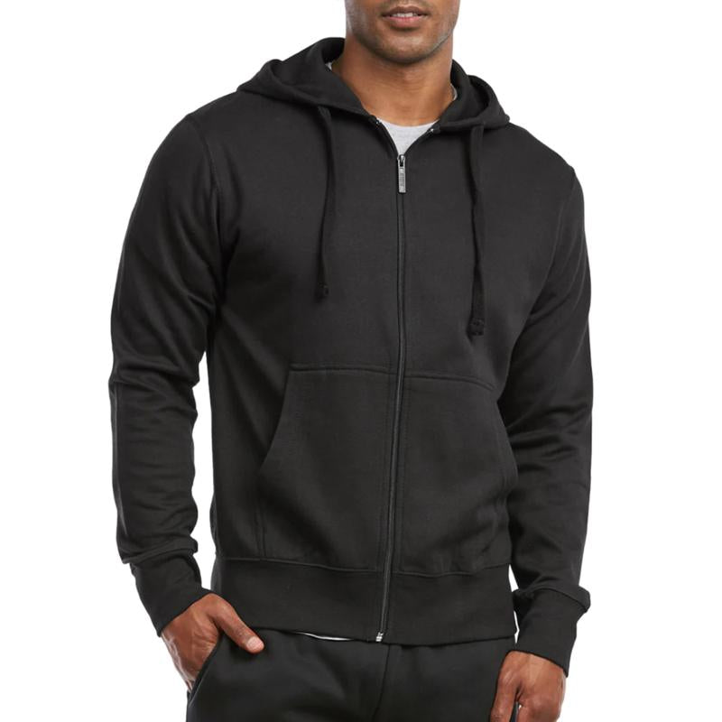 Men'S Fleece Hoodie Full Zip Cotton Lightweight with Pockets Sweatshirt Tops S-3XL Solid Zipper Lined Long Sleeve Menswear Sweaters Spring Outdoor