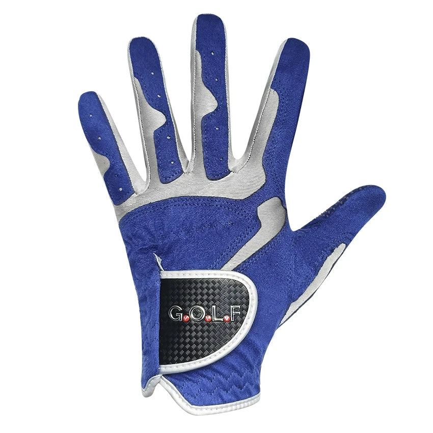 Men's Golf Glove - Enhanced Grip, Cool Comfort, Blue & White - Left & Right Hand Options Available!